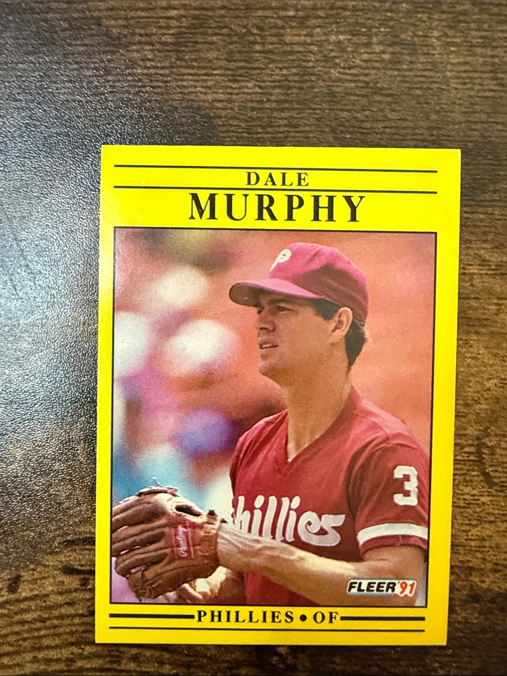 Dale Murphy Phillies Baseball Trading Card - Yellow Border, Red Uniform
